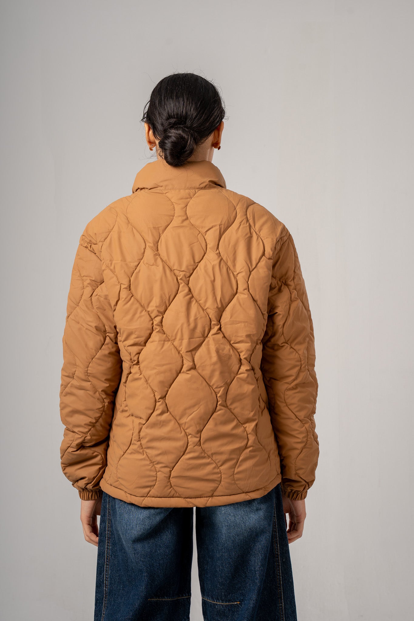 Khaki High Neck Puffer Jacket